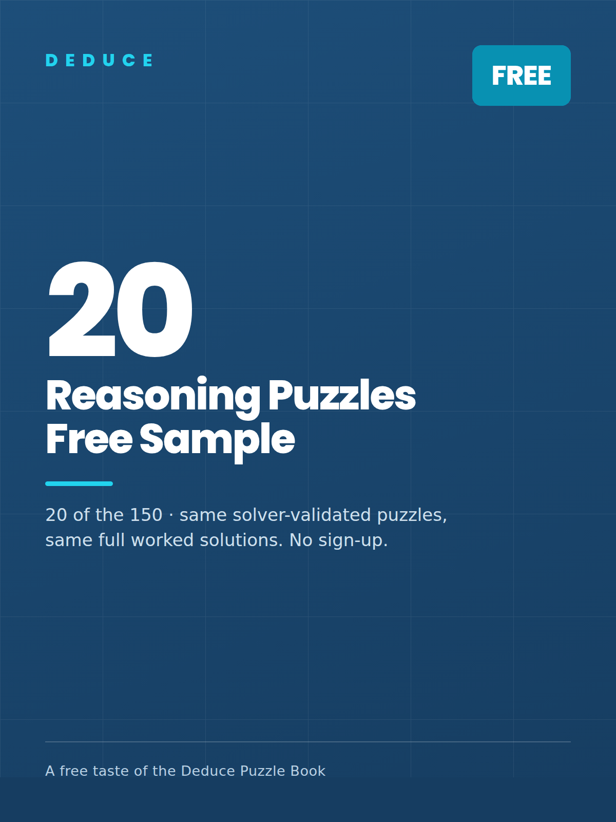 Cover of the free Deduce sample: 20 puzzles